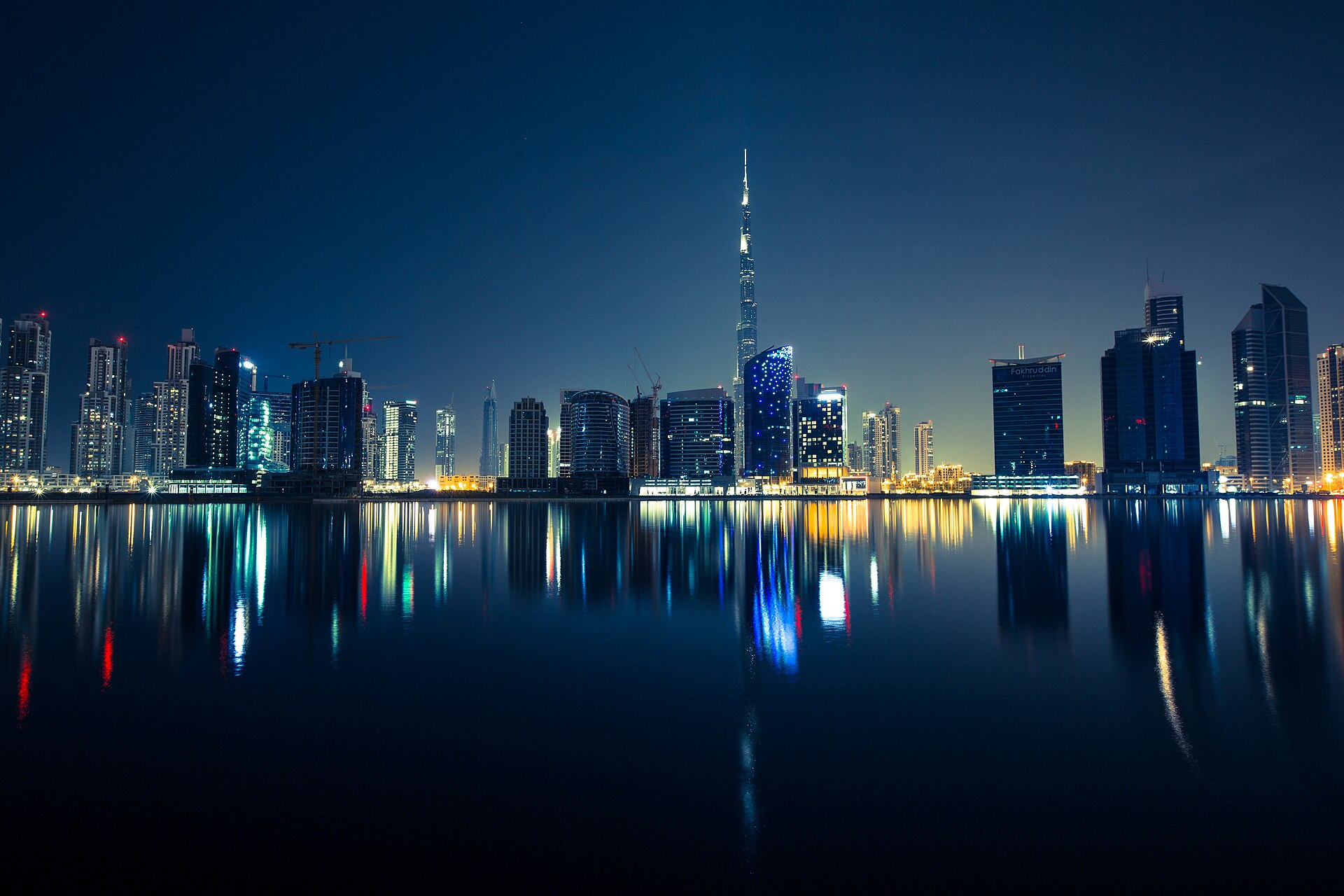 The Dubai skyline at night